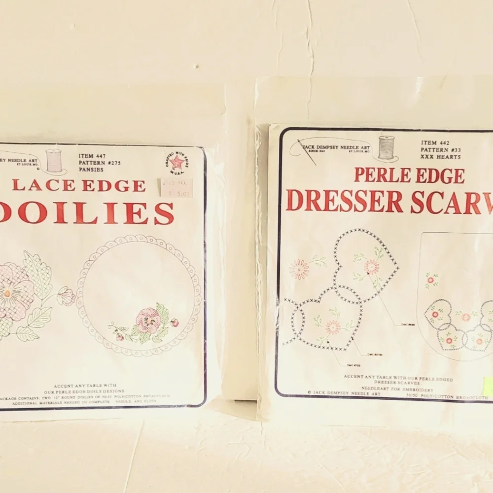 Jack Dempsey needle art Doilies cross stitch lot of 2